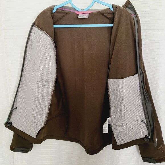 Salomon Soft Shell Jacket Wind/Water Resistant Brown w/ Aqua Trim Women's M - Picture 11 of 15